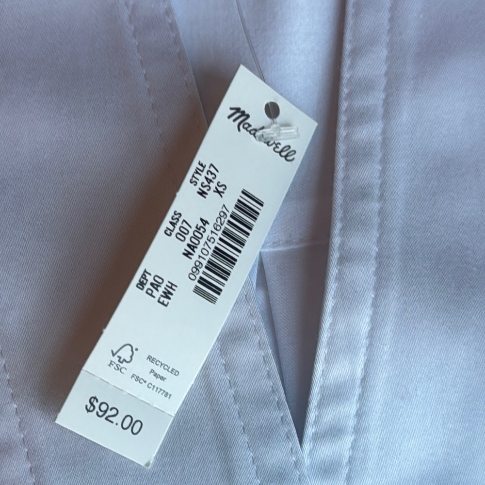 NWT Madewell White V neck Blouse Elegant and Timeless - Picture 7 of 10